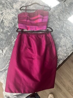 Marisa Bartelli Women’s Fuchsia Silk Two-Piece Dress Set